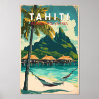 Tahiti Illustration Voyage Art Vintage