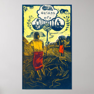 Poster Tahitian Femmes et Chien, Gauguin