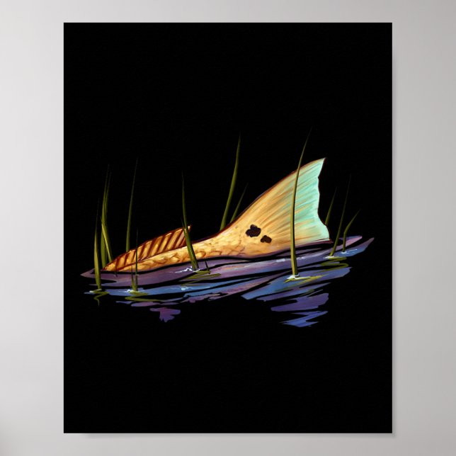 Poster Tailing Redfish Red Drum Fish Shirt Redfish Tail  (Devant)