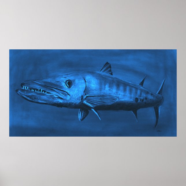 Poster TAILLE DES MURS : Barracuda Bleu De Taille Énorme (Devant)