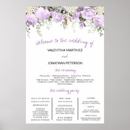 Poster Taille du panneau du programme de mariage Fleurs d