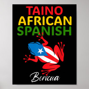 Poster Taino Africain Espagnol Coqui Porto Rico Drapeau B