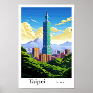 Poster Taïpei Taïwan Art Vintage Illustration