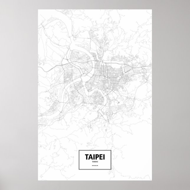 Poster Taipei, Taiwan (noir sur blanc) (Devant)