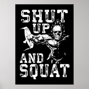Poster Tais-Tête Et Squat - Motivation De L'Entraînement 