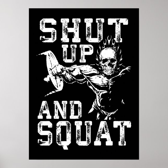 Poster Tais-Tête Et Squat - Motivation De L'Entraînement  (Devant)