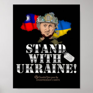 Poster Taïwan soutient l'Ukraine et le drapeau de Zelensk