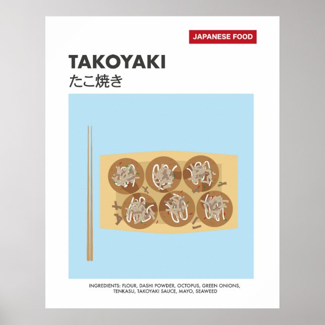 Poster Takoyaki, Boule de poulpe, Voyage de nourriture ja (Devant)