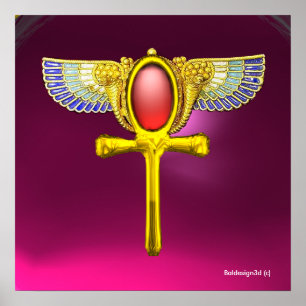 POSTER TALISMAN ROUGE / EGYPTIEN FEU ANKH AVEC CORNUCOPIE