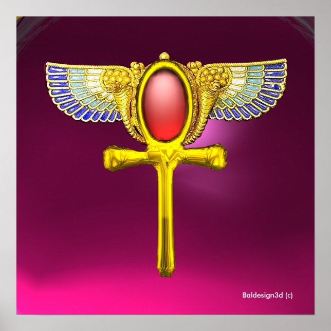 POSTER TALISMAN ROUGE / EGYPTIEN FEU ANKH AVEC CORNUCOPIE (Devant)