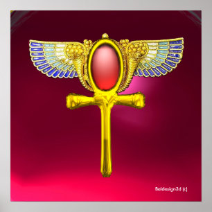 POSTER TALISMAN ROUGE / EGYPTIEN FEU ANKH AVEC CORNUCOPIE
