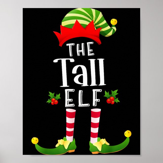 Poster Tall Christmas Elf Matching Pajama X-mas Party  (Devant)