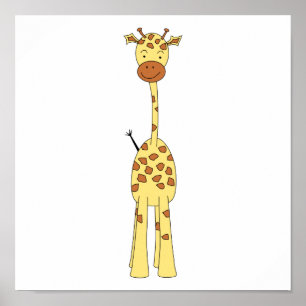 Poster Tall Cute Giraffe. Un dessin animé animal.