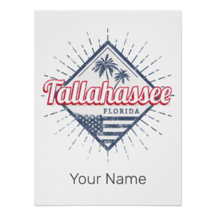 Poster Tallahassee City Floride États-Unis Vintage USA