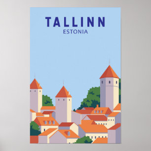 Poster Tallinn Estonie Art Rétro Voyage Vintage 