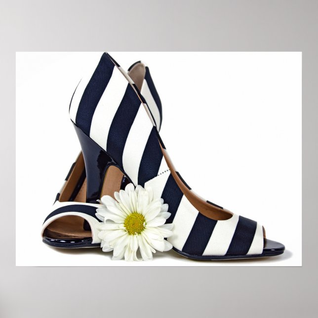 Poster talons et marguerites rayés (Devant)