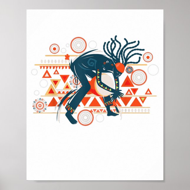 Poster tambour djembe jouer musique batteur d'art africai (Devant)
