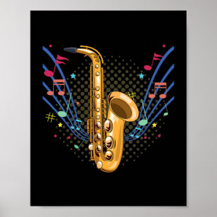 Poster Tambours à instrument de musique saxophone Basse P