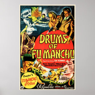 Poster Tambours de Fu Manchu classique crime Thriller vie