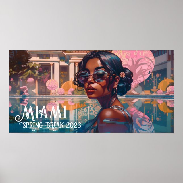 Poster Tamil Woman Miami Resort Pool Peinture (Devant)