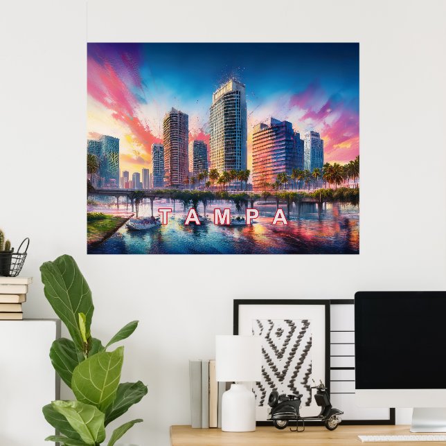 Poster Tampa Florida coloré Art Abstrait (Bureau à domicile)