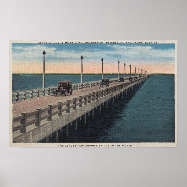 Poster Tampa, FlorideVue de Gandy BridgeTampa, FL (Devant)