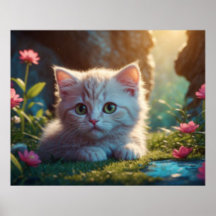 Poster *~* Tan Kitty AP68 5:4 Fluffy Feline Kitten
