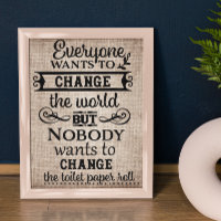 Tan Linen Look Change the Toilet Paper Bathroom