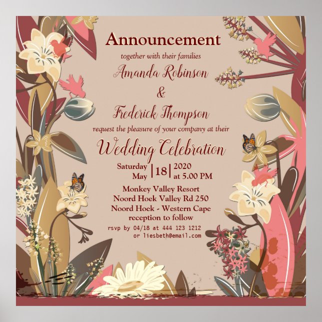 Poster Tan - Marsala Vin & torsion de teintes roses (Devant)