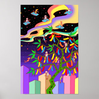 Poster Tanabata Star Festival held on a lively night.