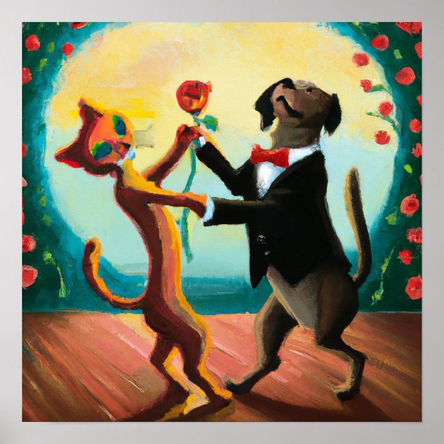 Poster Tango de danse de chat et de chien en Dance Club,  (Devant)