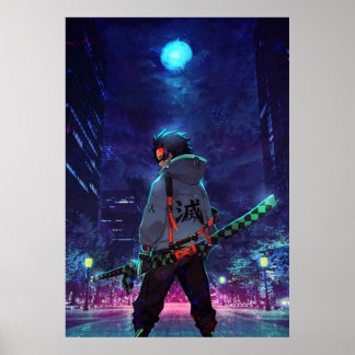 Poster Tanjiro Kamado Demon Couche La Lune