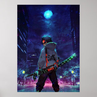Poster Tanjiro Kamado Demon Couche La Lune