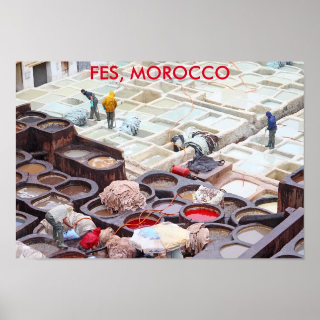 Poster Tanneries Fès, Maroc (Devant)