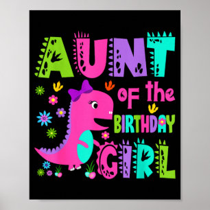Poster Tante de la fille d'anniversaire saurus rex dinosa