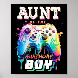 Poster Tante du garçon d'anniversaire jeu vidéo de corres
