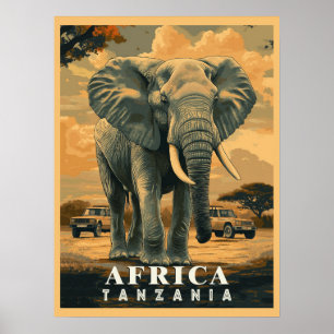 Poster Tanzanie vintage : Safari Adventure