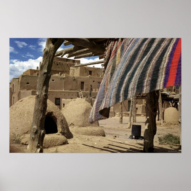 Poster Taos Pueblo historique comme en 1938 (Devant)