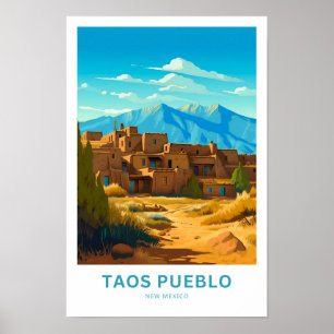 Poster Taos Pueblo Nouveau-Mexique