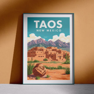 Poster Taos vintage Nouveau-Mexique