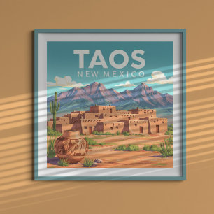 Poster Taos vintage Nouveau-Mexique