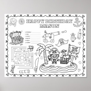 Poster Tapis de coloriage éditable pour anniversaire pira