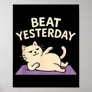 Poster Tapis de yoga chat drôle Battre Hier