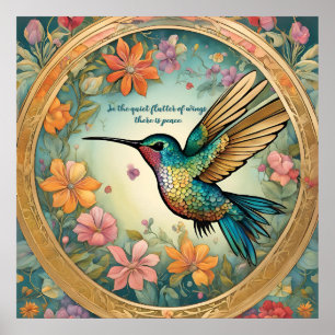 Poster Tapis rond de 1,5 m avec motif colibri