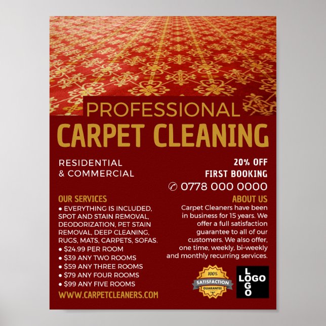 Poster Tapis Rouge, Nettoyeur De Tapis, Service De Nettoy (Devant)