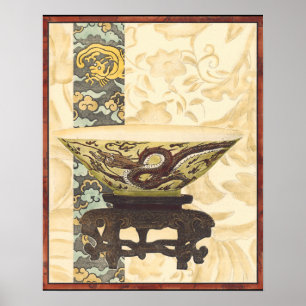 Poster Tapisserie asiatique avec la conception de cuvette