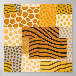 Poster Tapisserie composite de safari à couleur plate