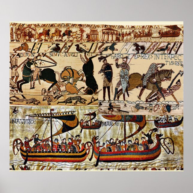 POSTER TAPISSERIE DE BAYEUX, CHEVALIERS NORMAUX, ARCHEURS (Devant)