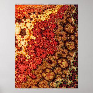 Poster Tapisserie fractale kaléidoscope ambre ardent