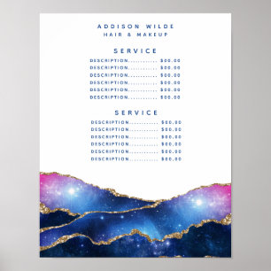 Poster Tarif du service de la galaxie d'agate de script d